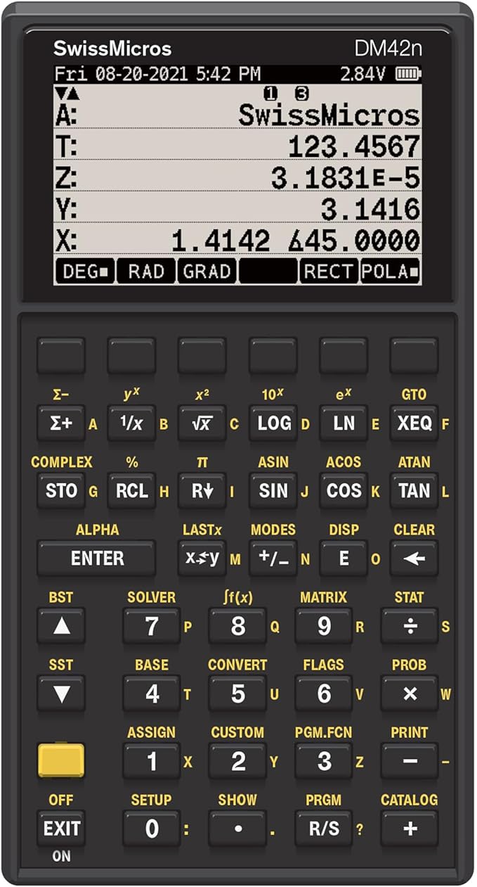 SwissMicros DM42n RPN Calculator – HP 42S Software, 316L Stainless Steel Casing by SwissMicros