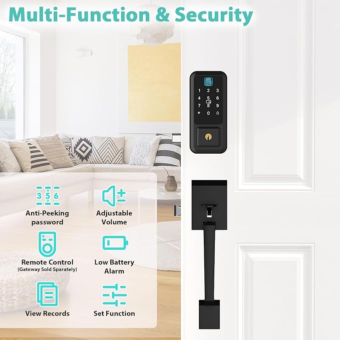Hunnay Smart Locks for Front Door, Front Door Lock Set, Keypad Deadbolt - Image 2