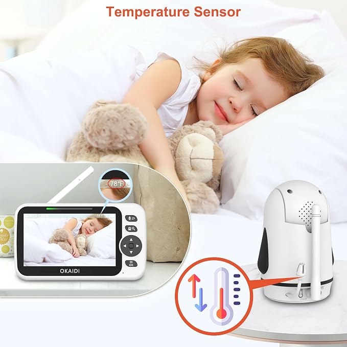 OKAIDI Video Baby Monitor with 3 Cameras, 30H Battery and 1000ft Range - Image 4