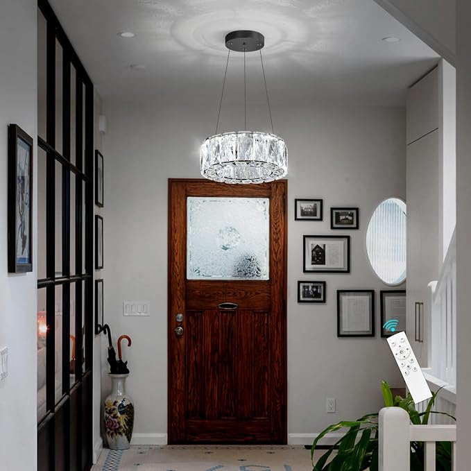 HAIXIANG Modern Crystal Chandelier Dimmable LED 8 Inch Ring Pendant Lights - Image 7