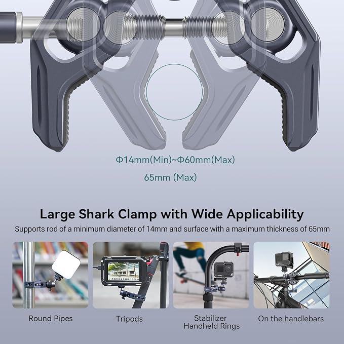 SMALLRIG Camera Mount Clamp, Gopro Motorcycle and Bike Handlebar Mount Kit - Image 3