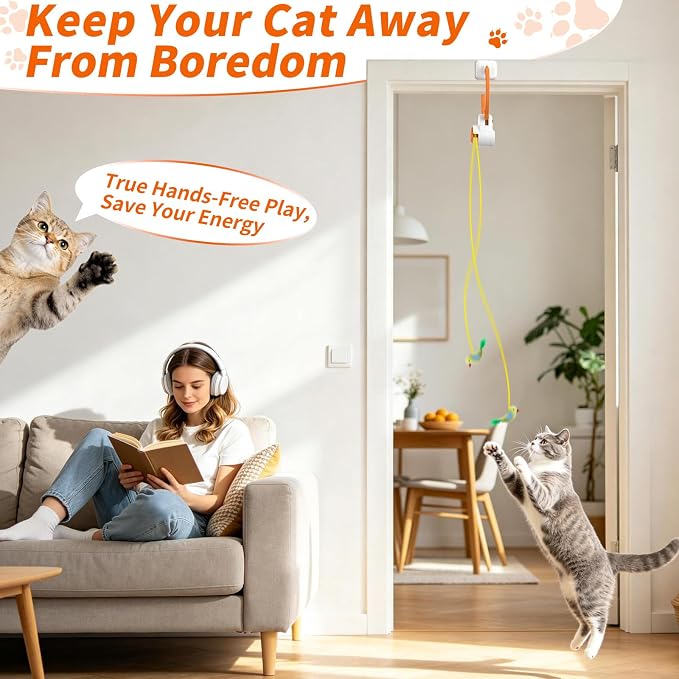 Interactive Cat Toys for Indoor Cats, Automatic Flying Bird Mouse Doorway - Image 5
