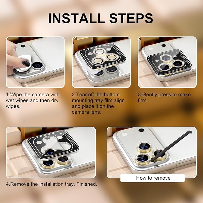 Misea Compatible for iPhone 17 Pro/iPhone 17 Pro Max Camera Lens Protector Bling - Image 7