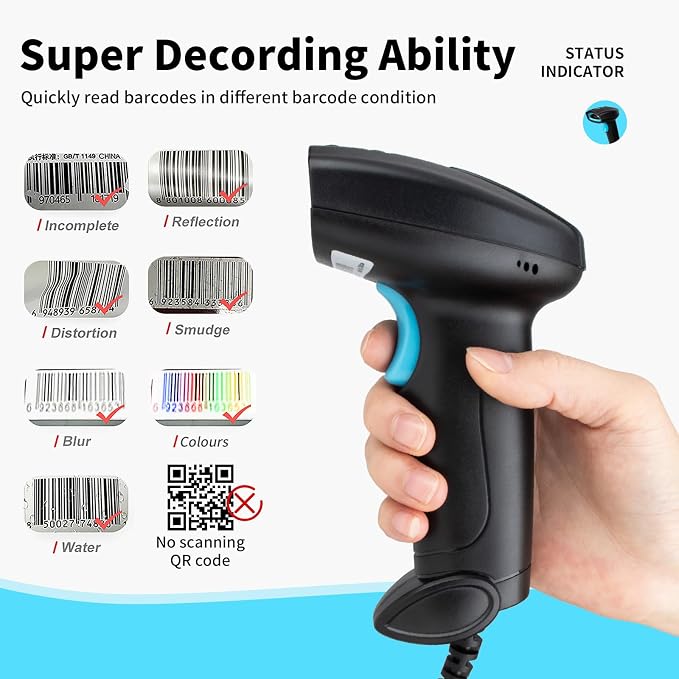 Barcode Scanner USB 1D Wired CCD Barcode Reader Supports Screen Scan Bar Code - Image 5