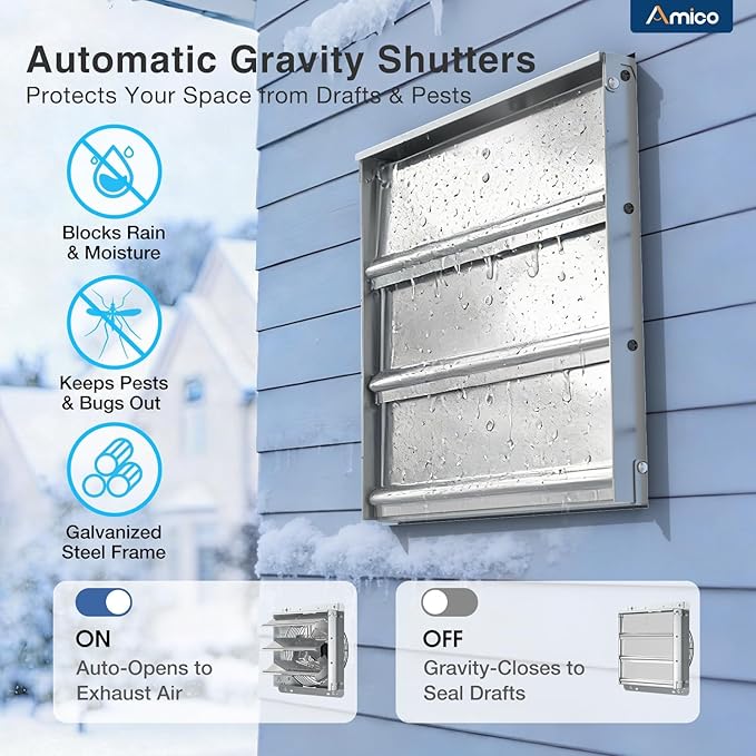 Amico 12" Smart Shutter Exhaust Fan - Image 6