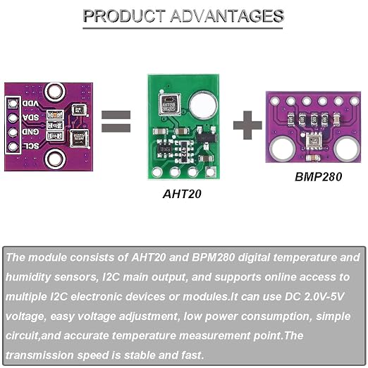 5 pcs Temperature Humidity Sensor Module Atmospheric Pressure Module AHT20 + - Image 5