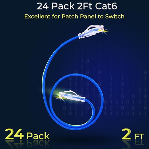 Rapink Patch Cables Cat6/ Cat6a 2ft Slim, Cat6a Ethernet Patch Cable 10G Support - Image 2