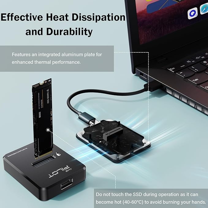 Tool-Free M.2 NVMe & SATA to USB C Docking Station, 10Gbps SSD Reader Adapter - Image 5