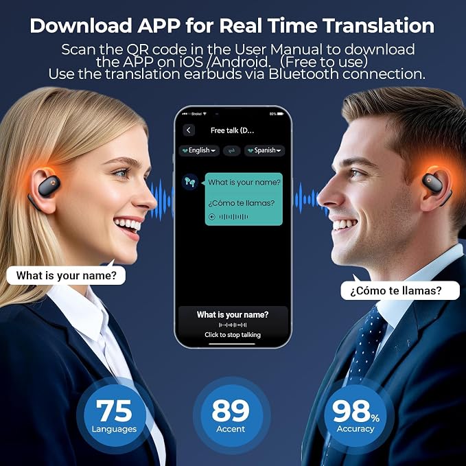 occiam AI Translation Earbuds Real Time, 164 Language Translator Device - Image 2