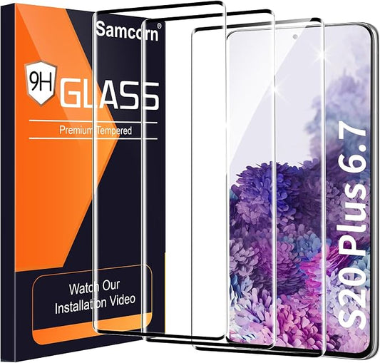 3 Pack Galaxy S20 Plus Screen Protector, HD Clear Tempered Glass, Fingerprint by Unknown