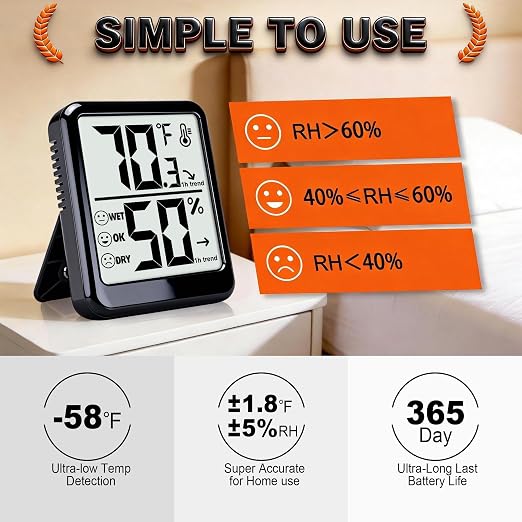 Room Thermometer Indoor Hygrometer Humidity Meter Gauge Digital Temperature and - Image 4