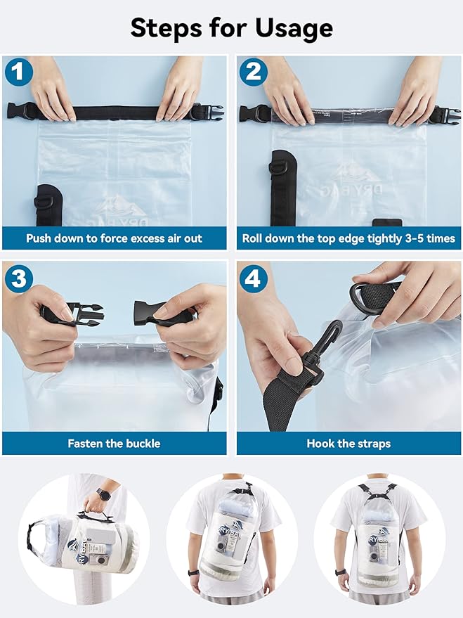 HEETA Dry Bag Waterproof for Women Men, 5L/10L/20L/30L/40L Roll Top Lightweight - Image 5