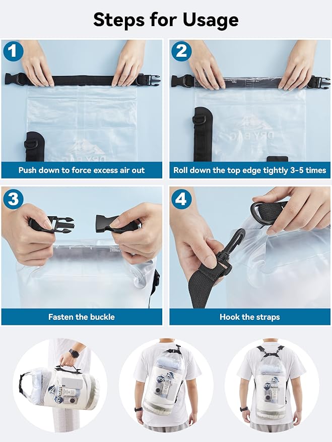 HEETA Dry Bag Waterproof for Women Men, 5L/10L/20L/30L/40L Roll Top Lightweight - Image 5