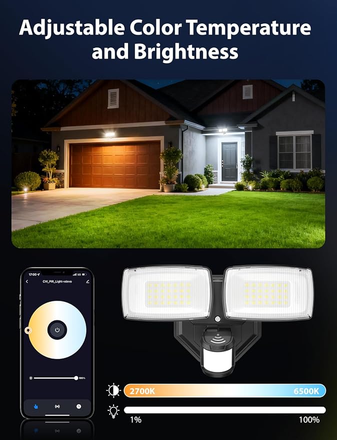 Onforu 32W 3200LM Smart Outdoor Security Light, WiFi Motion Sensor Flood Light - Image 5