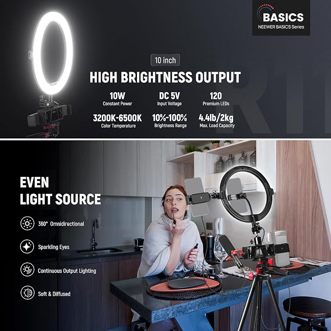 NEEWER Basics 10" Selfie Ring Light - Image 2
