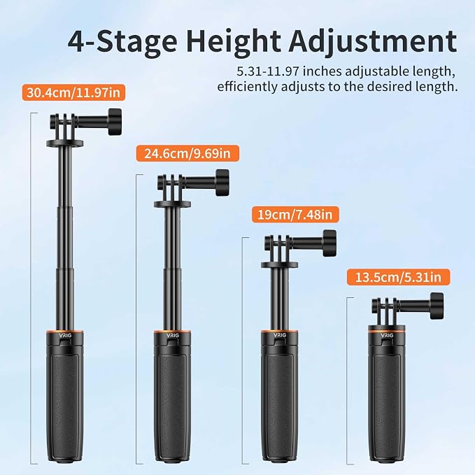 VRIG TP35 Auto Pop Open Extendable Mini Camera Tripod, Portable Small Handle - Image 3