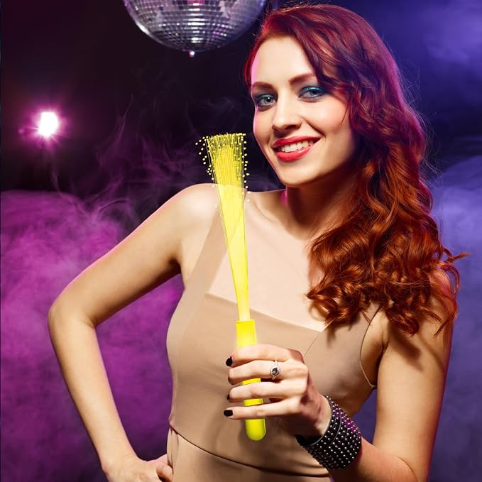 36 Pack Yellow Fiber Optic Glow Stick Wands Bulk - Image 3