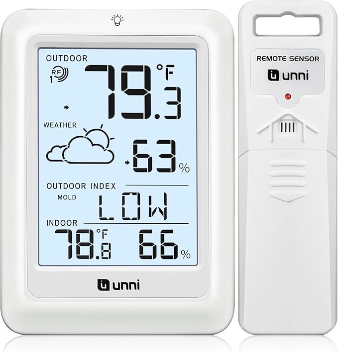 Indoor Outdoor Thermometer Wireless Weather Station, Temperature Humidity by UUNNI