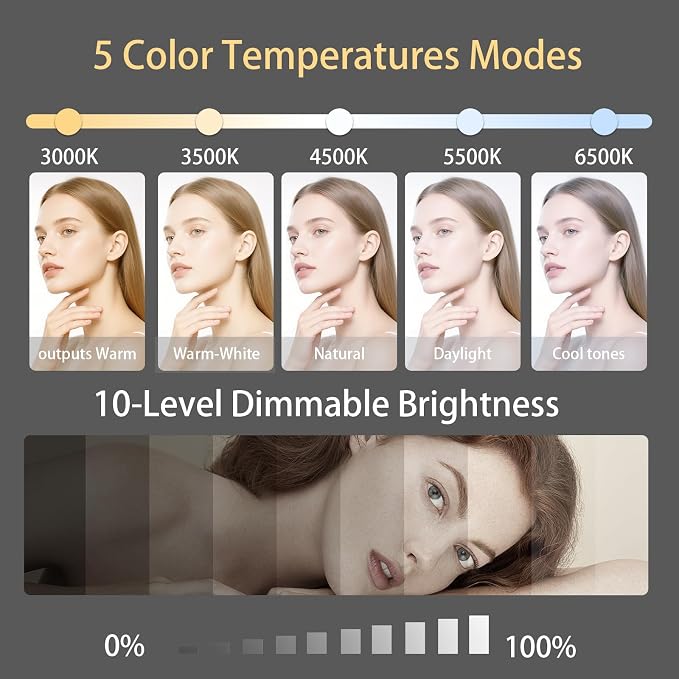 6" Ring Light Video Conference Kit, 5-Color 10-Brightness Clip-On Light - Image 6
