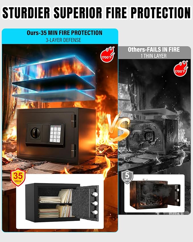 Fireproof Safe for Home, Money Safe for Cash,  Fire Proof safes for - Image 2