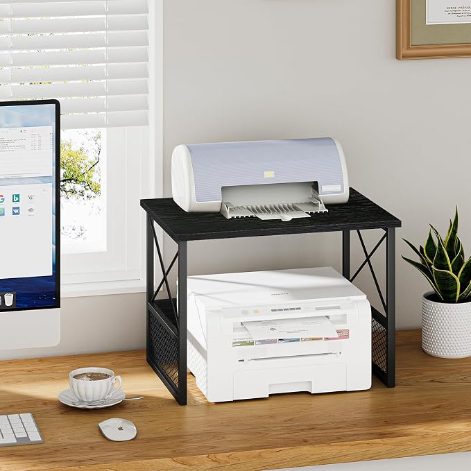 Printer Stand for Desk, Desktop Printer Stand Shelf Organzier for Home Office - Image 2