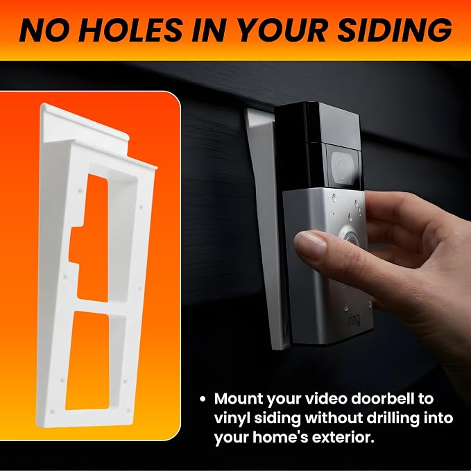 SplashNColor No-Drill Mount for Ring Video Doorbell on Vinyl Siding – Easy - Image 4