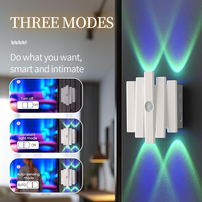 Rechargeable Motion Sensor Night Light, Magnetic RGB Color Changing LED Ambient - Image 7