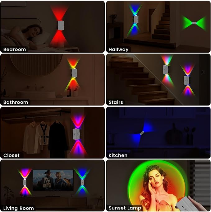 easuntec Motion Sensor Rechargeable Night Light Color Changing, 8 Colors Sunset - Image 6
