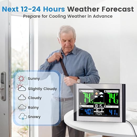 Weather Stations Wireless Indoor Outdoor Thermometer, Color Display Digital - Image 5