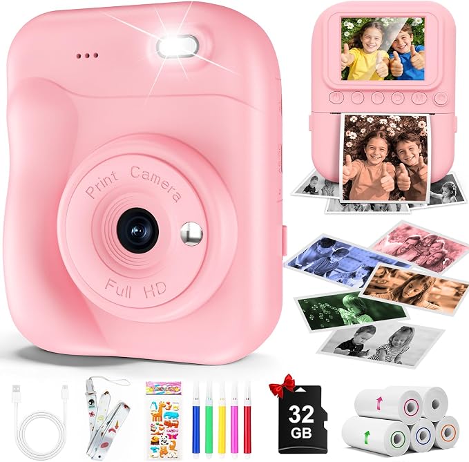 Kids Camera Instant Print, 1080P Digital Instant Print Cameras by MINIBEAR