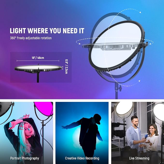 NEEWER 18" RGB LED Round Panel Video Light - Image 8