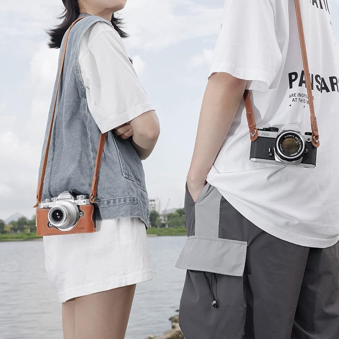 SMALLRIG Leather Camera Strap, Vintage Brown Genuine Leather Neck Shoulder - Image 9