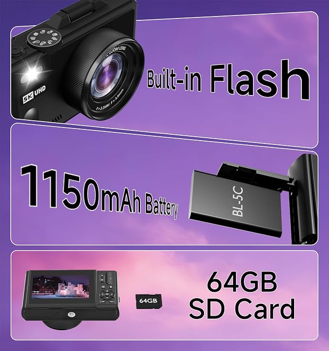 5K Digital Camera for Photography, 80MP Digital Camera - Image 7