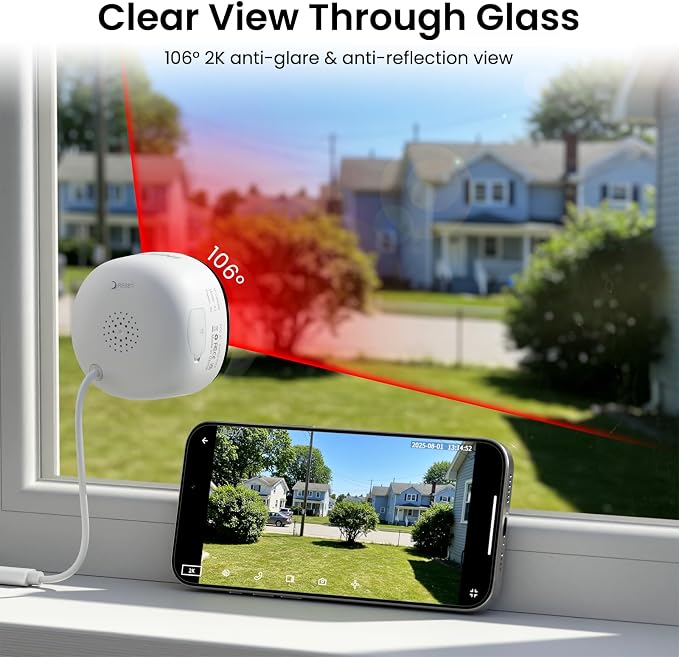 INFIYA 2K No Drill Window Camera-2 Pack 2.4Ghz & 5Ghz WiFi Dome Cameras - Image 3