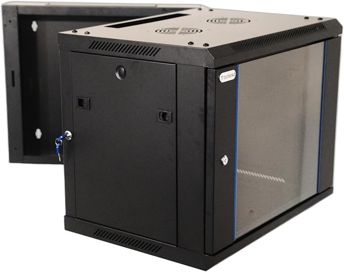 Wall Mount IT Cabinet Enclosure Hinged Double Section Swing Out 19-Inch Server by Unknown