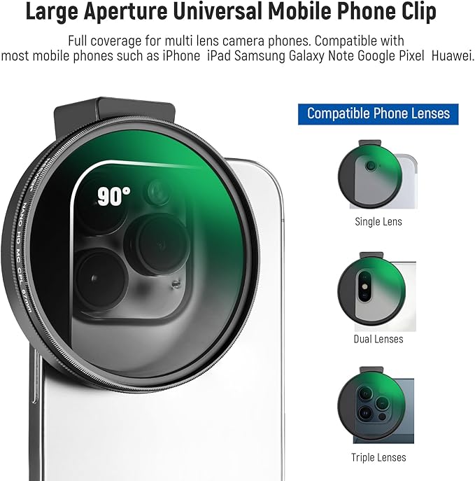 NEEWER 67mm CPL Filter for Phone, Circular Polarizing Camera Lens Filter - Image 3