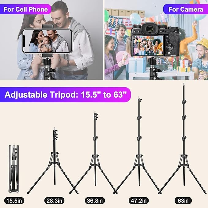 12.3" Ring Light with Stand & Phone Holder Tall 75", 51 Color Modes Circle - Image 5