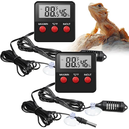 Weewooday 2 Pcs Reptile Thermometer and Humidity Gauge Reptile Terrarium by Weewooday