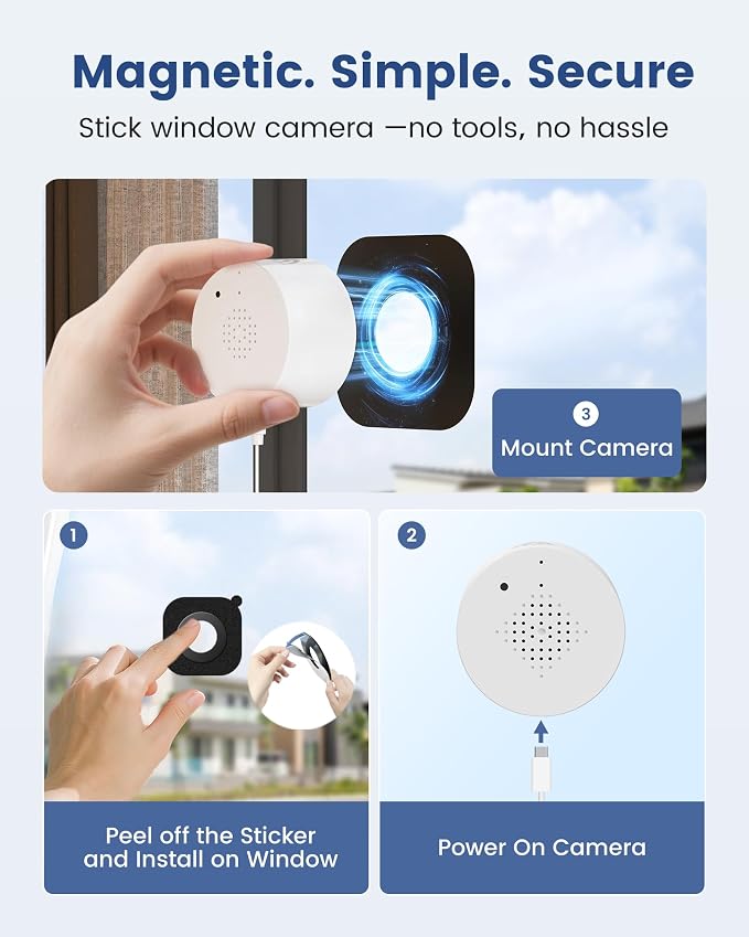 3MP 2K Window Camera, 2.4GHz WiFi 6 Window Security Camera, Smart AI Detection - Image 3