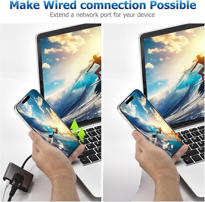Type C to RJ45 Ethernet Adapter Network Adapter, Support 10/100Mbps Ethernet - Image 3