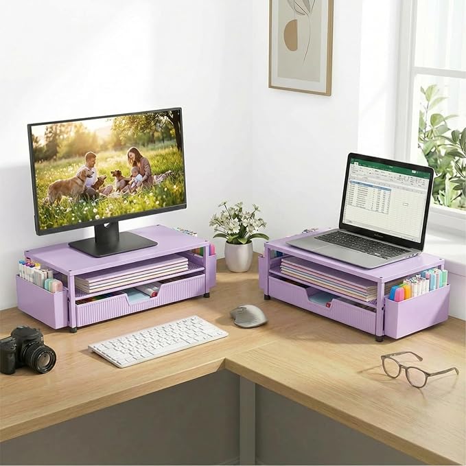 ECOLOVI Desk Organizer and Accessories, 2-Tier Computer Monitor Stand Rise - Image 5