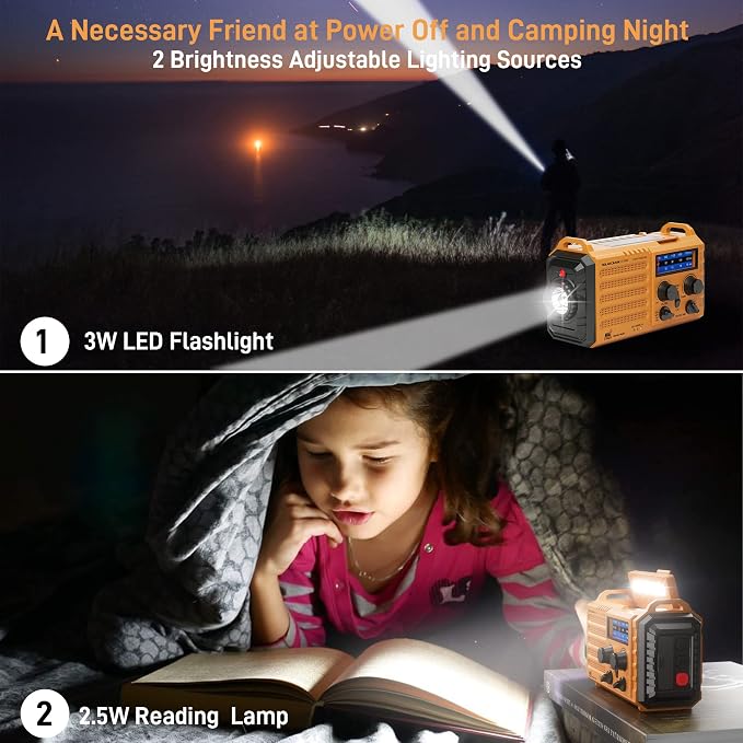 Eoxsmile Emergency Radio with NOAA Weather Alert, 5000mAh Solar Hand Crank - Image 5
