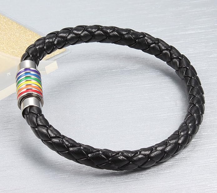 Nanafast Titanium Stainless Steel Rainbow LGBT Pride Bracelet Handmade Braided - Image 4