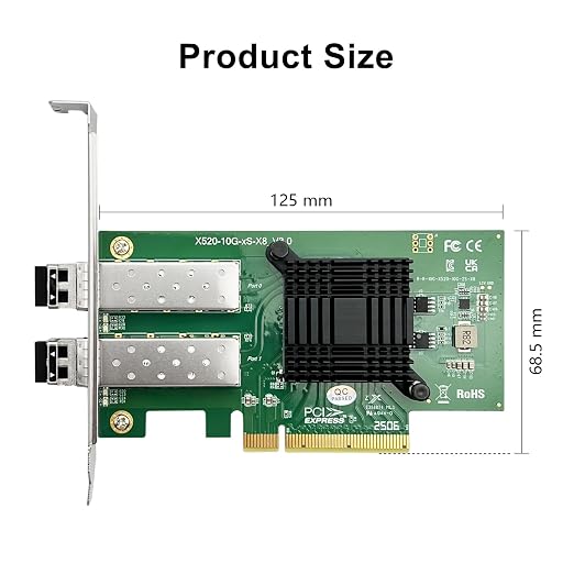 10Gtek 10Gb SFP+ NIC Network Card, Daul SFP+ Ports, 82599ES Controller - Image 4