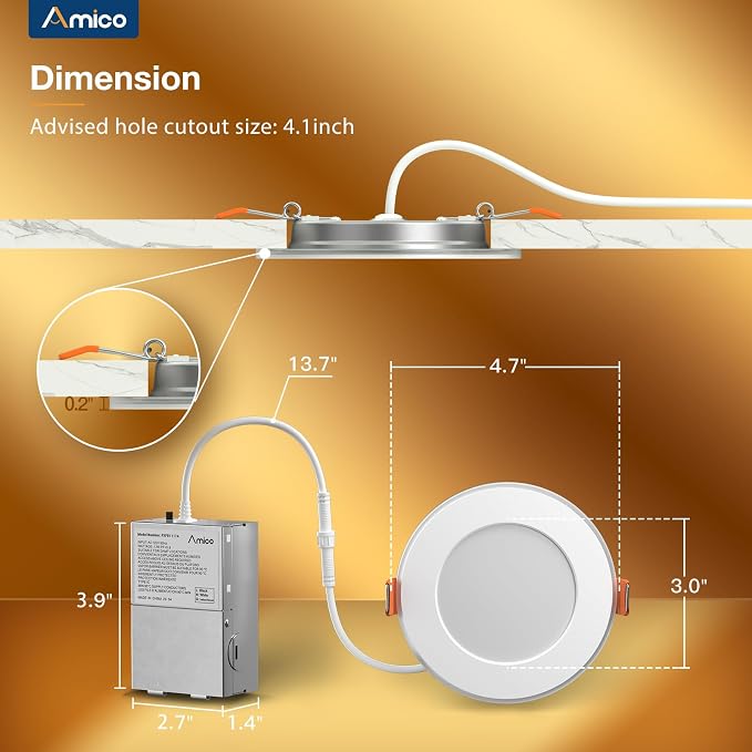 Amico 12 Pack 4 Inch 5CCT LED Recessed Ceiling Light - Image 5