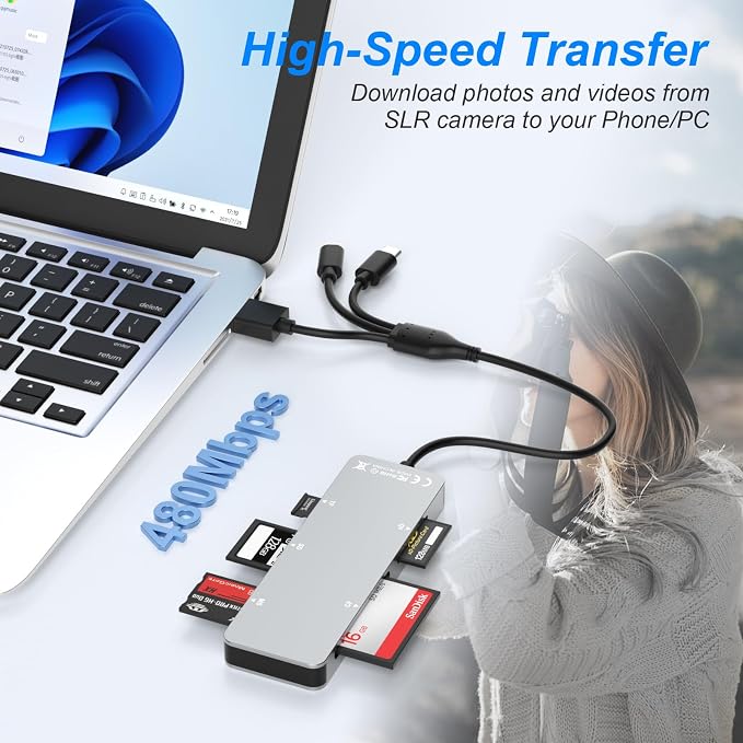 SD Card Reader Memory Stick pro Duo Adapter - 5 in 1 SD/TF/CF/MS/XD Card Reader - Image 3