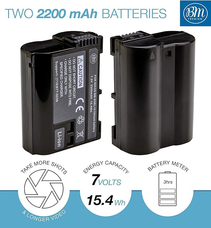 BM Premium 2-Pack EN-EL15B Batteries & Dual Bay Charger - Image 2