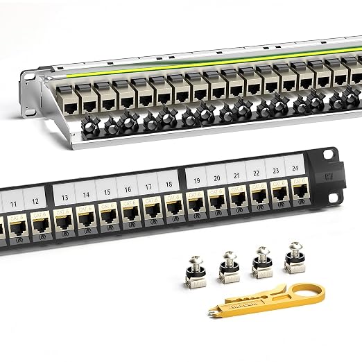 AMPCOM CAT6 Keystone Patch Panel 24-Port 1U by AMPCOM