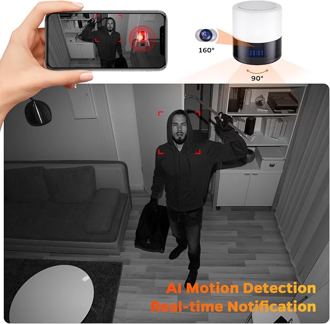 Security Camera Motion Activated Bluetooth Speaker, 270° Viewing Angle - Image 3