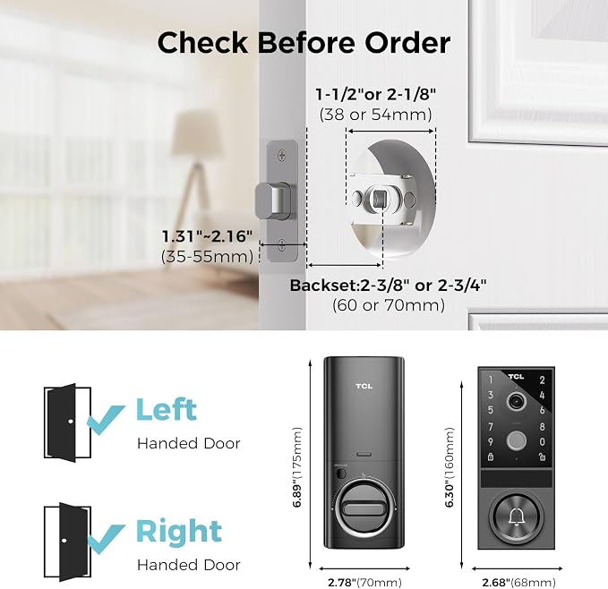 TCL D1 Max Security Video Smart Lock, 3-in-1 2K Camera, Doorbell & Fingerprint - Image 6